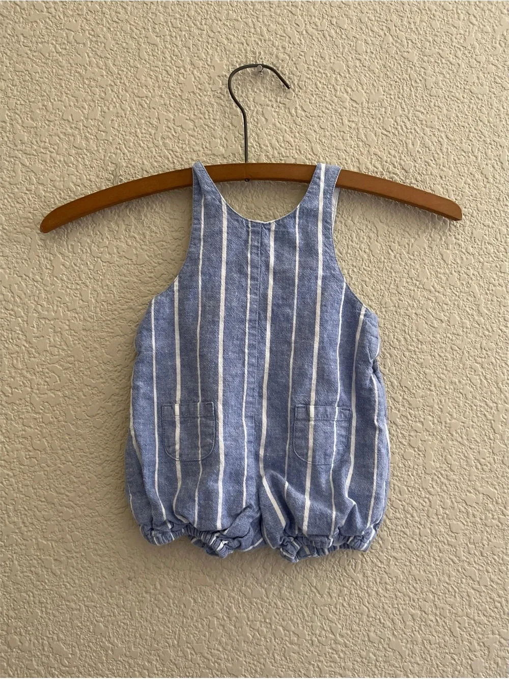 Janie & Jack Striped Linen Cotton Blend Shortalls Unisex Size 3-6 Months